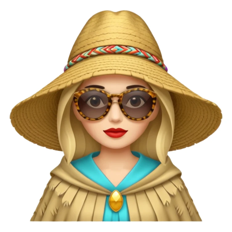 woman with fashion pancho sunglasses sticker