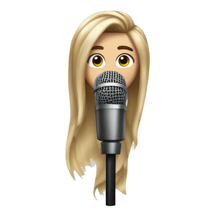 miley cyrus with long brow hair with a microphone sticker