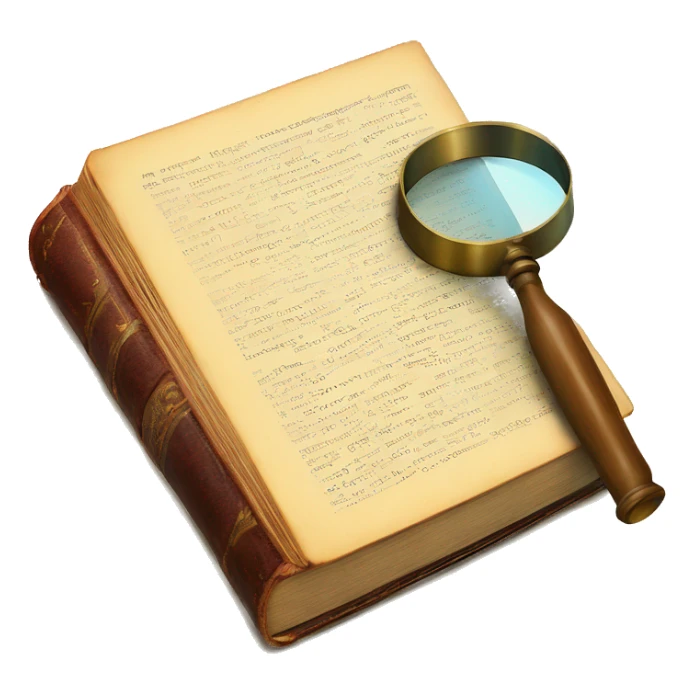 vintage book with magnifying glass sticker