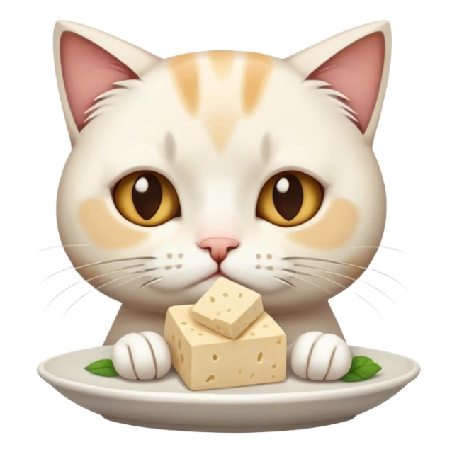 Sad cat eating tofu eating tofu sticker