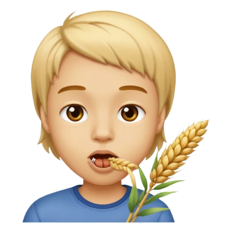 Campechano mordiendo una ramita de trigo en la boca sticker