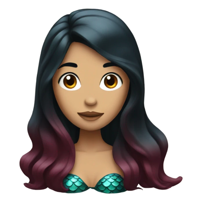 Mermaid with black hair and maroon fin sticker