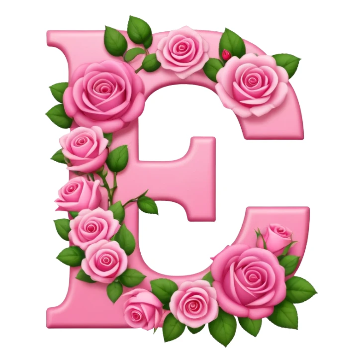 Pink, romantic, flowery, the letter “e” sticker