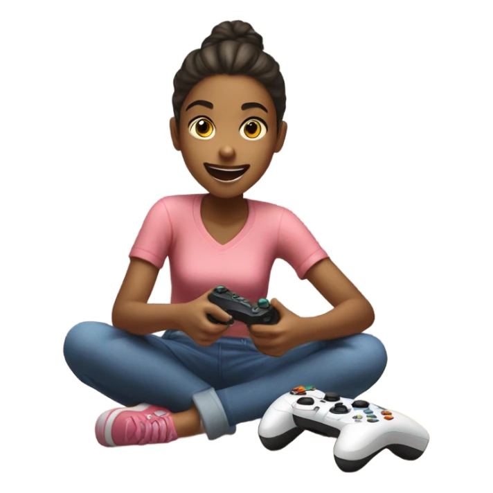 girl playing video games sticker