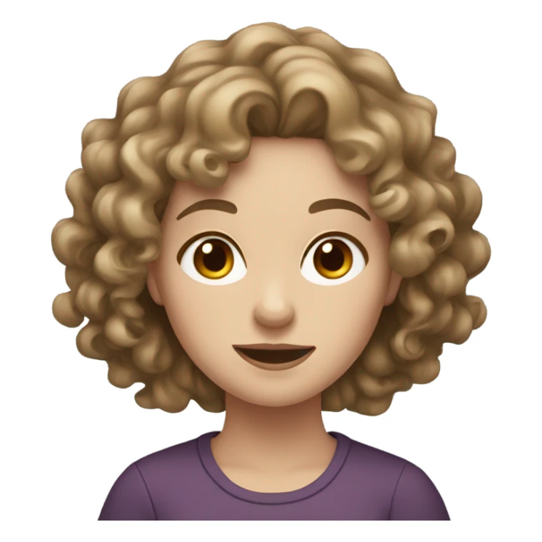 white girl with curly wavy brown hair sticker