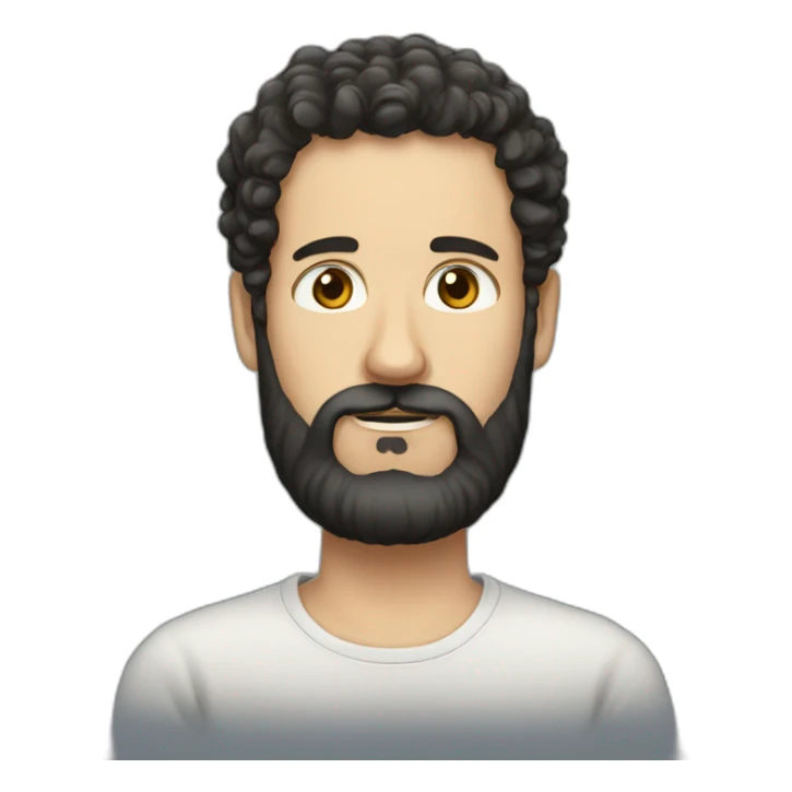 white man, black beard and short curly hair, russian,  sticker