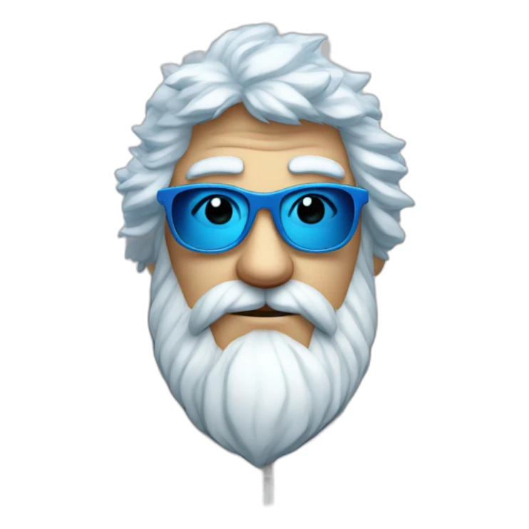 cool Father Frost in sunglasses glasses in a blue fur coat sticker