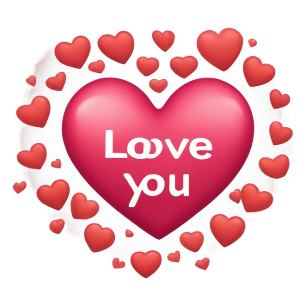 A big heart with little hearts around it saying love you sticker