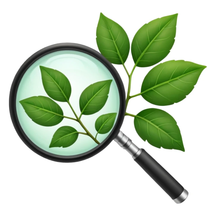 eine Pflanze mit einer Lupe kontrolliert bzw gecheckt wird ohne mensch sticker