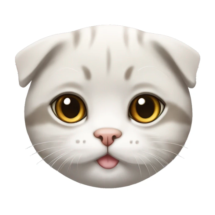  Scottish Fold cat with short white fur. It has a round face and smooth, silky fur. The cat’s expression is friendly, slightly playful, and exudes softness. sticker