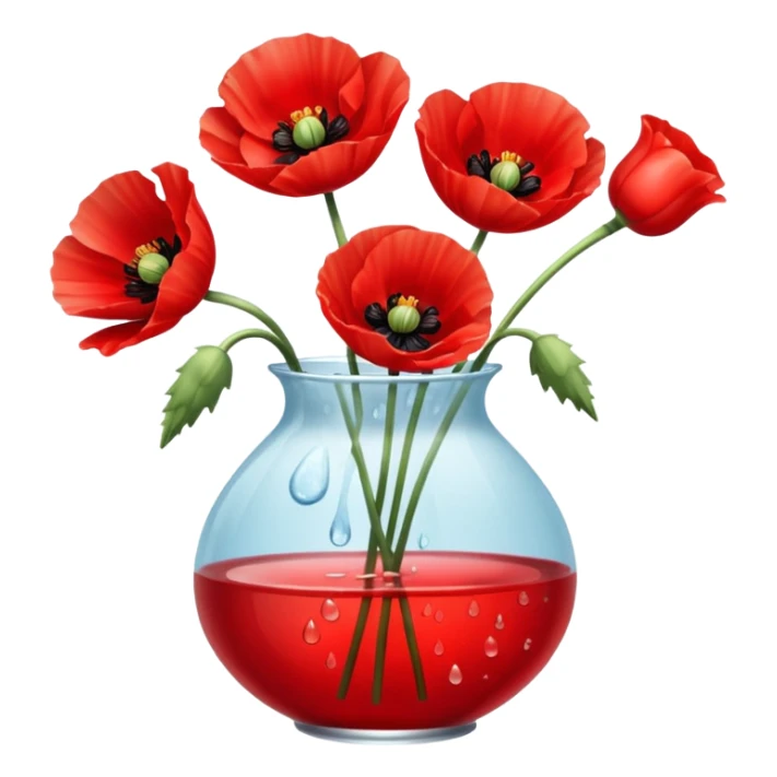 poppy flowers in a vase sticker