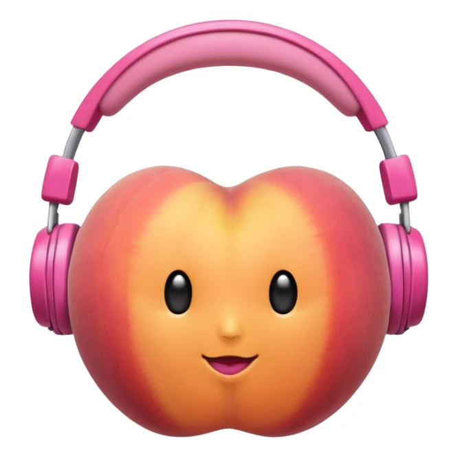 peach fruit with pink headphones sticker