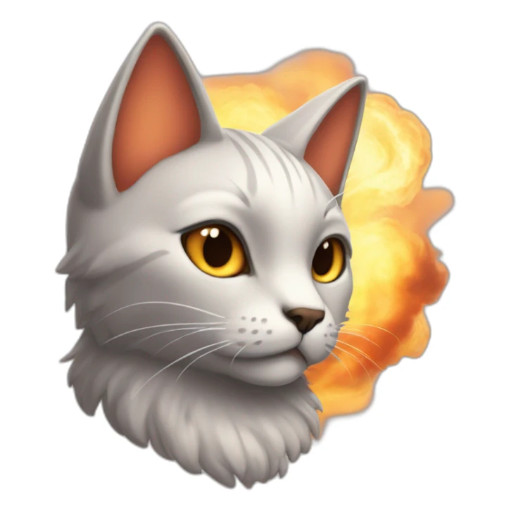 Gato con alas en un cielo de fuego sticker