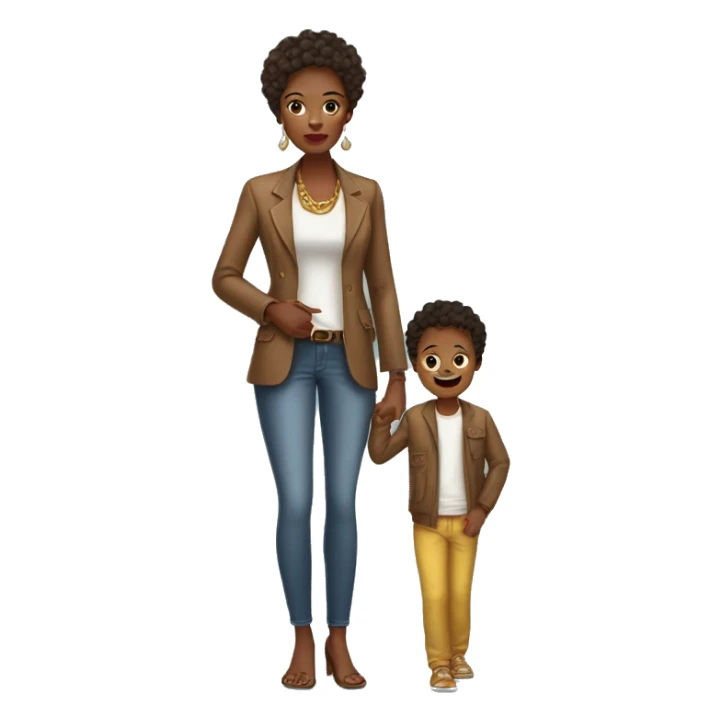 african american mom luxurious expensive clothes with son wearing poor clothes sticker