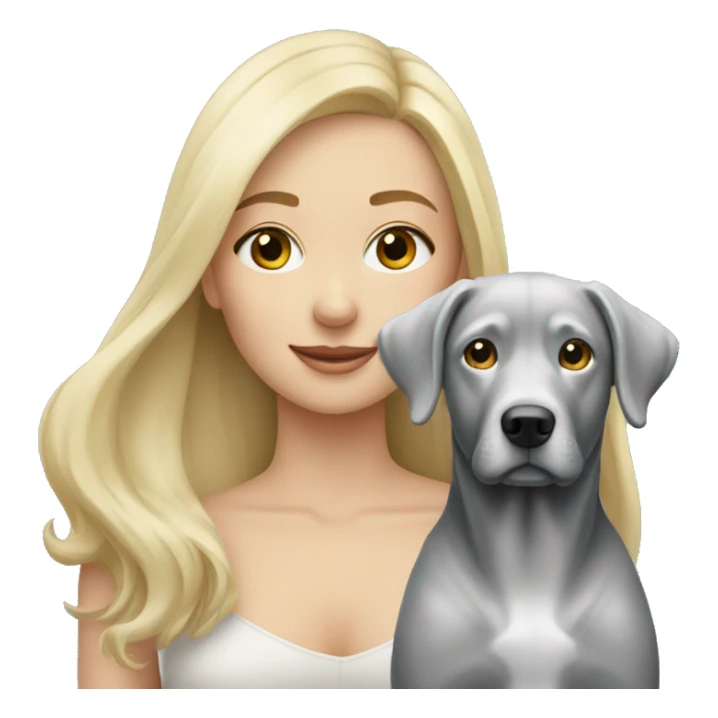 Blonde girl with a silver lab sticker