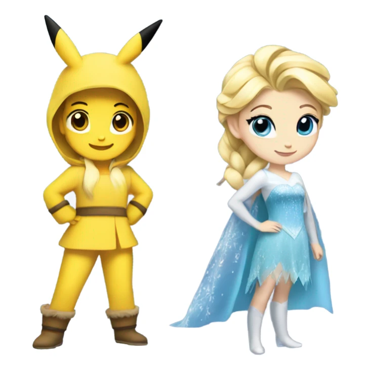 anna and elsa dressed up in pikachu costumes sticker