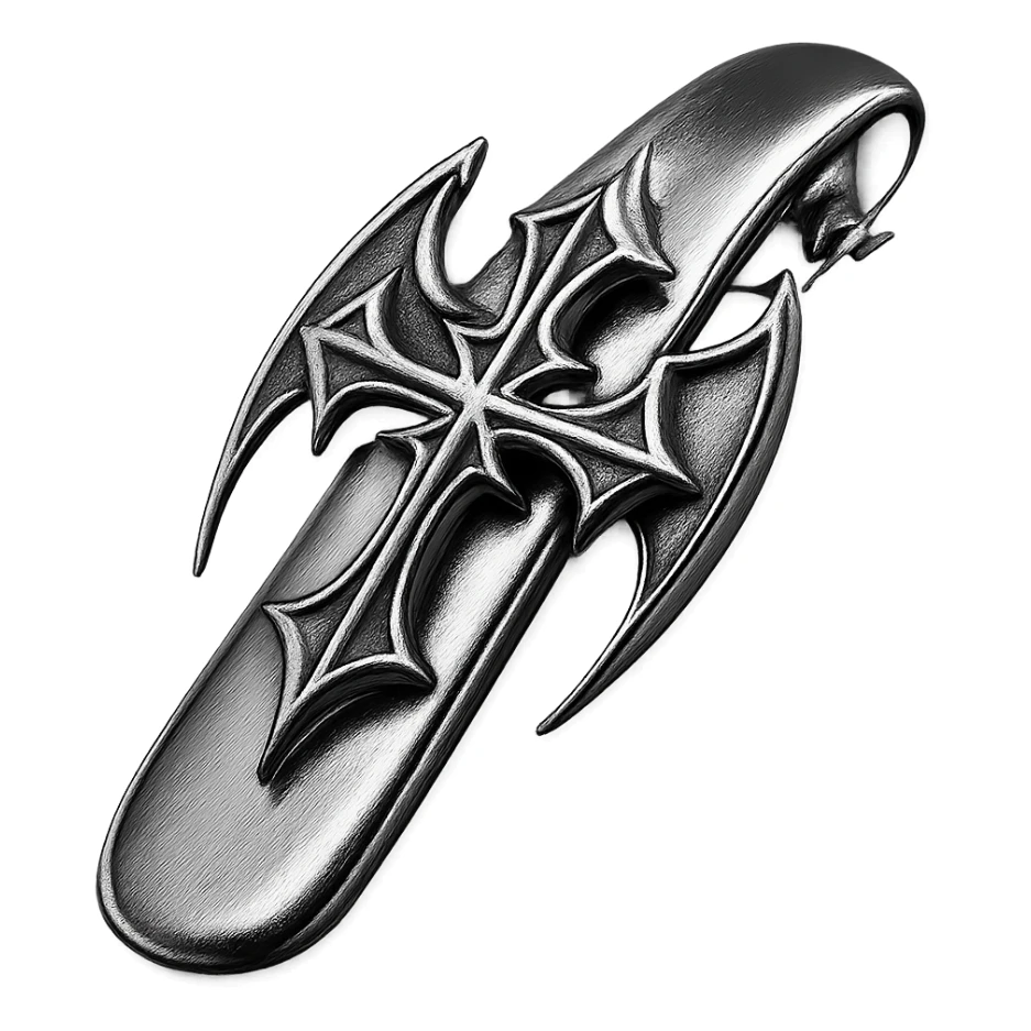 gothic hair clip, metallic shine, reflective, futuristic gothic details, black and magenta sticker