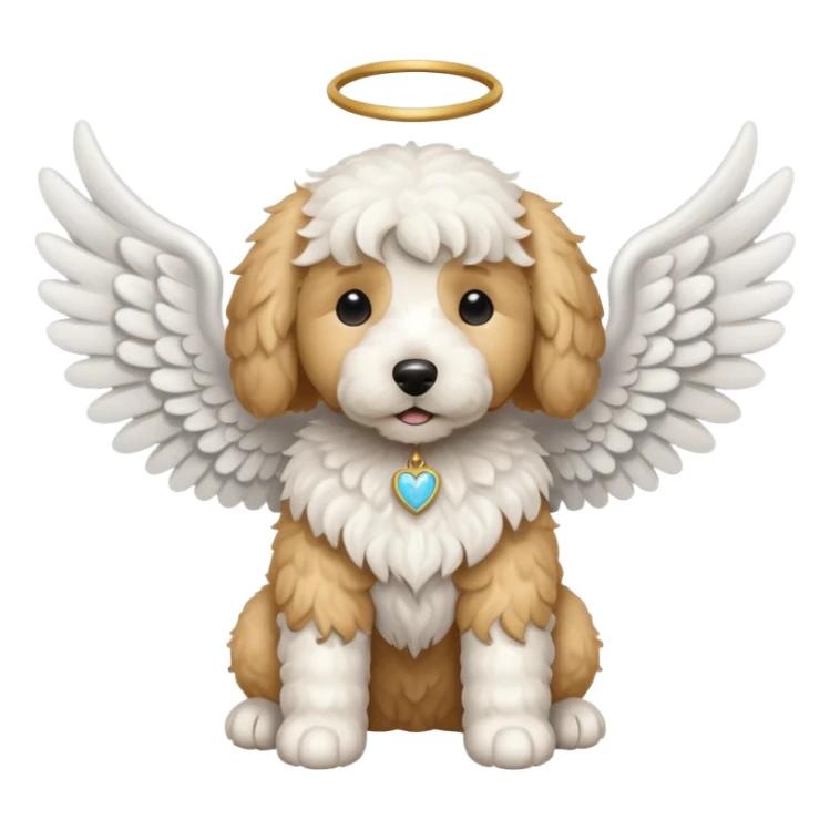 White Golden doodle dog with angel wings sticker
