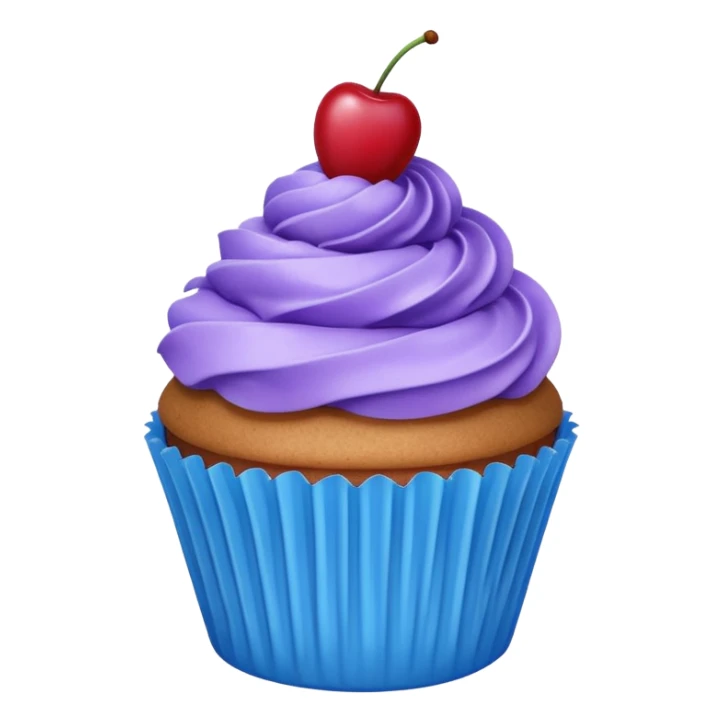 Cupcake: blue cream, purple paper, sparkless with cherry on top  sticker