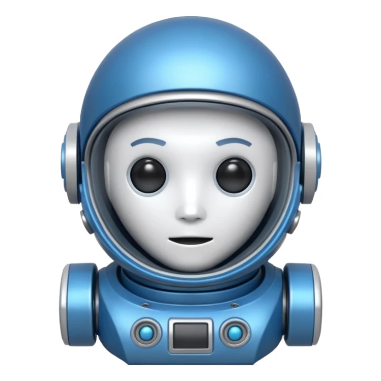 tête de robot cosmonaute bleu et blanc sticker