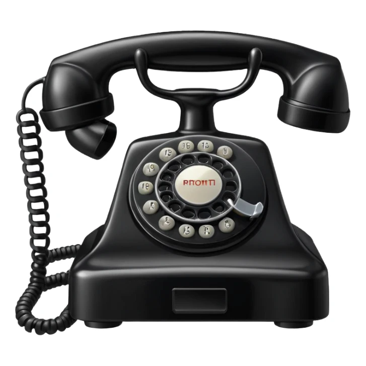 Telephone – Classic black rotary phone with cord sticker