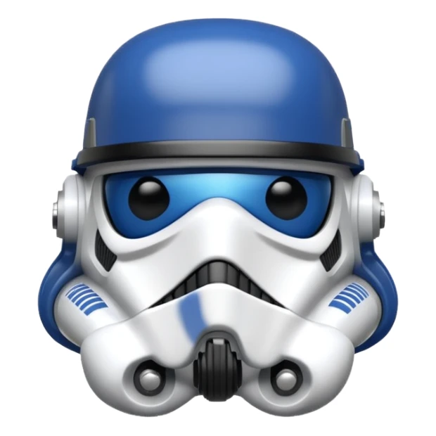 a blueberry wearing a black storm trooper helmet sticker