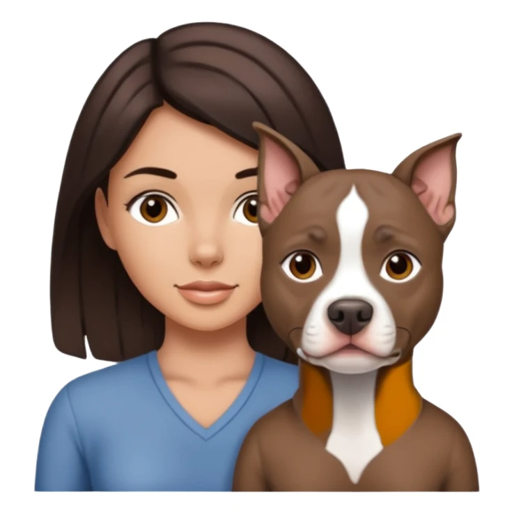 Grey pitbull with one darkBrown haired Girl  sticker