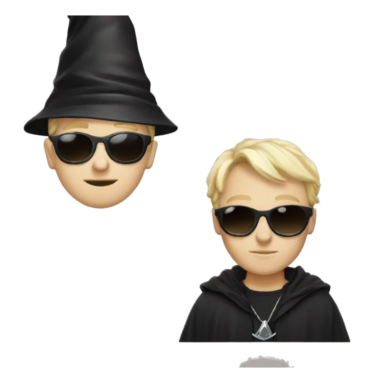 White boy with sunglasses and a black wizard hat sticker