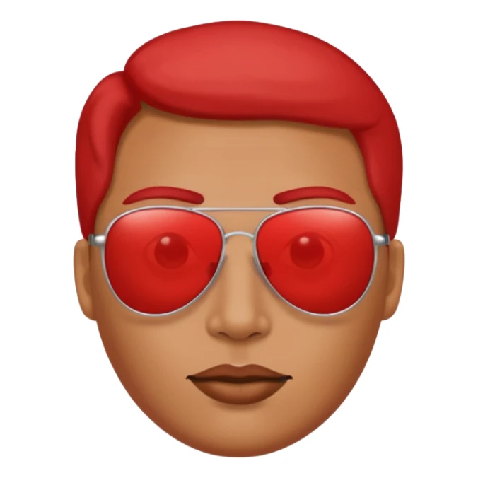 🔴+🕶️ no mouth eyes eyebrows just full read infront glasses sticker