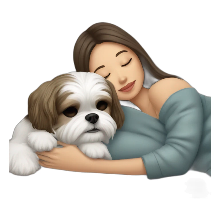 Shih tzu dog and human woman sleeping on couch sticker