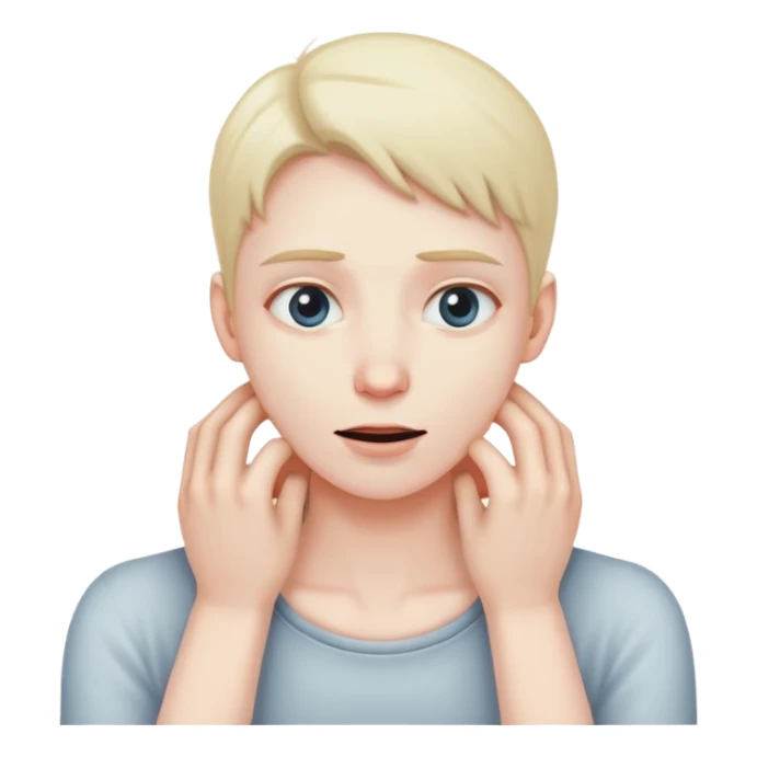 hands grabbing at own nexk sticker