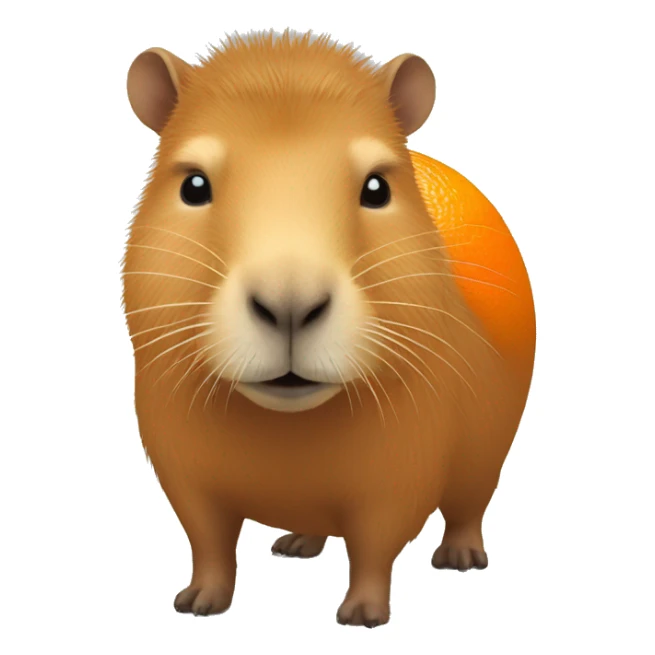 A capybara avec une orange sur la tête sticker