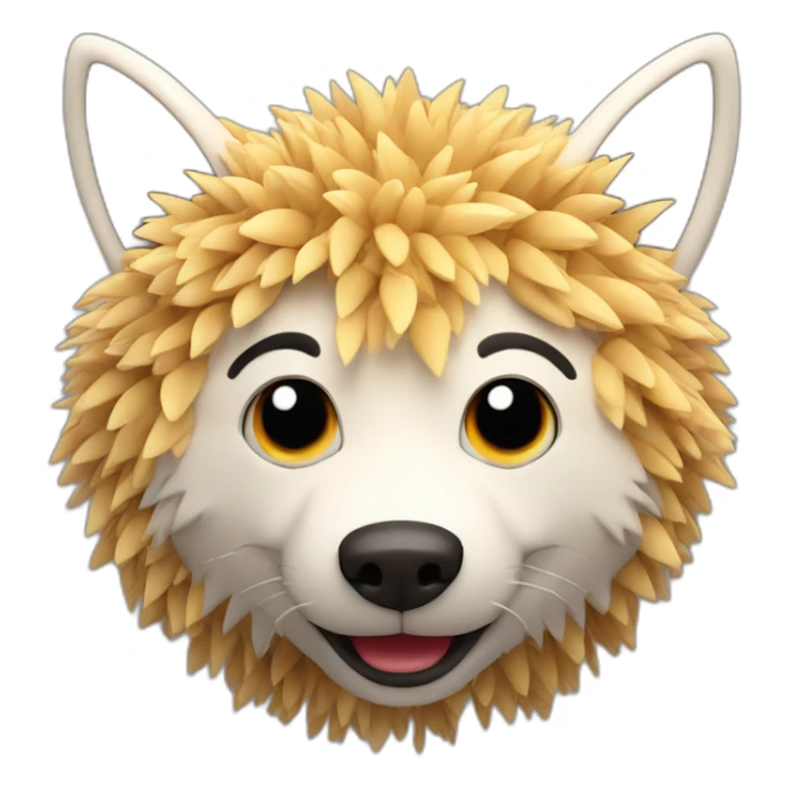 3d sphere with a cartoon childish wheat Wolf skin texture with colorful eyes sticker