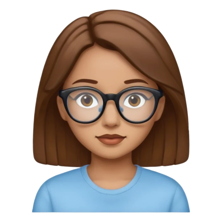 Girl with light blue and back glasses and brown hair  sticker
