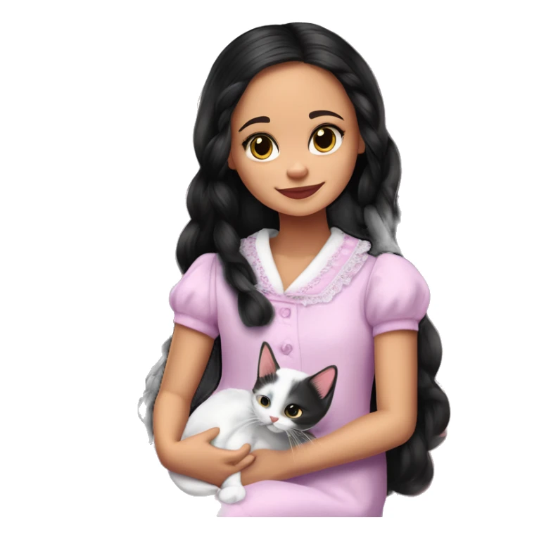 Kitty Corner Francie Barbie. Jenna Ortega Wednesday Addams. Nightgown. Cuddling up with Slippers the kitten. sticker