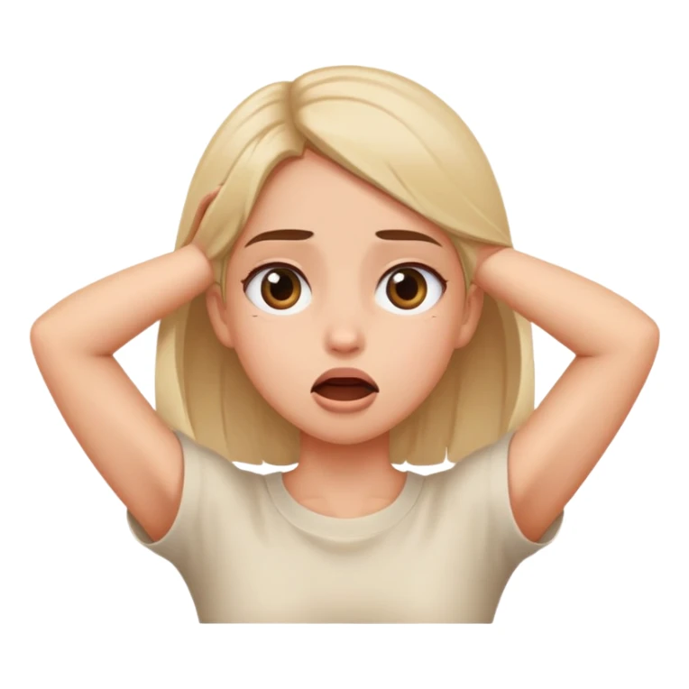 arm crosses around neck girl open mouth eye roll sticker