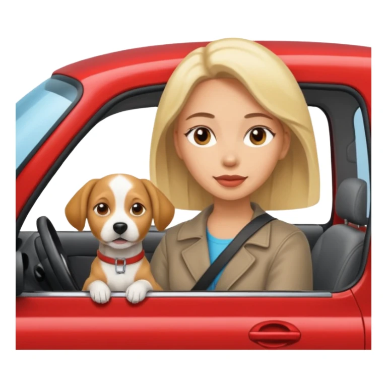 woman in the car with her dog sticker