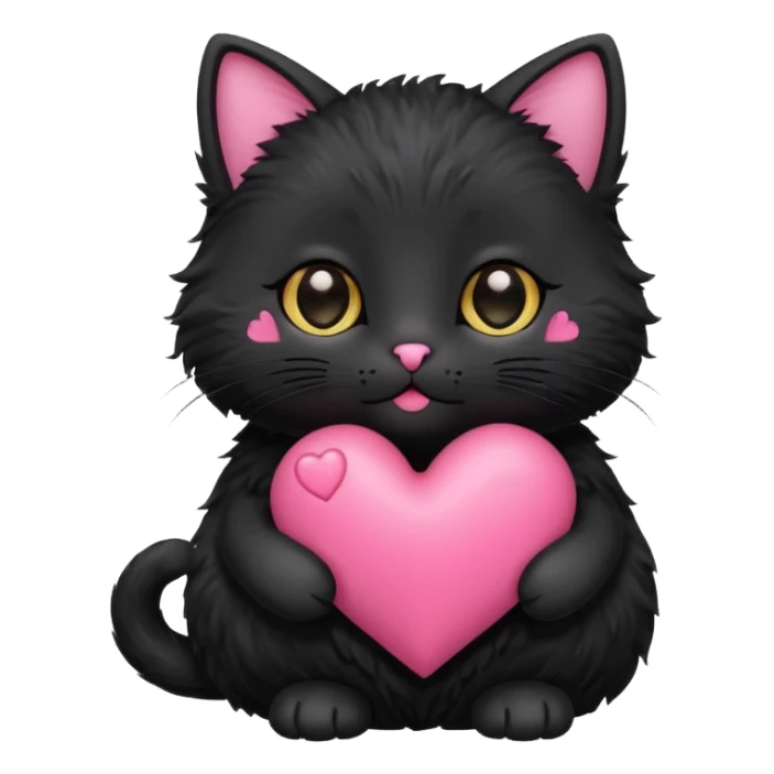 sweet black kitty with a pink heart sticker