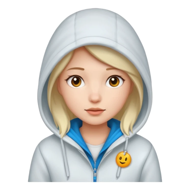 Girl, cold White Coat with Hoodie  sticker