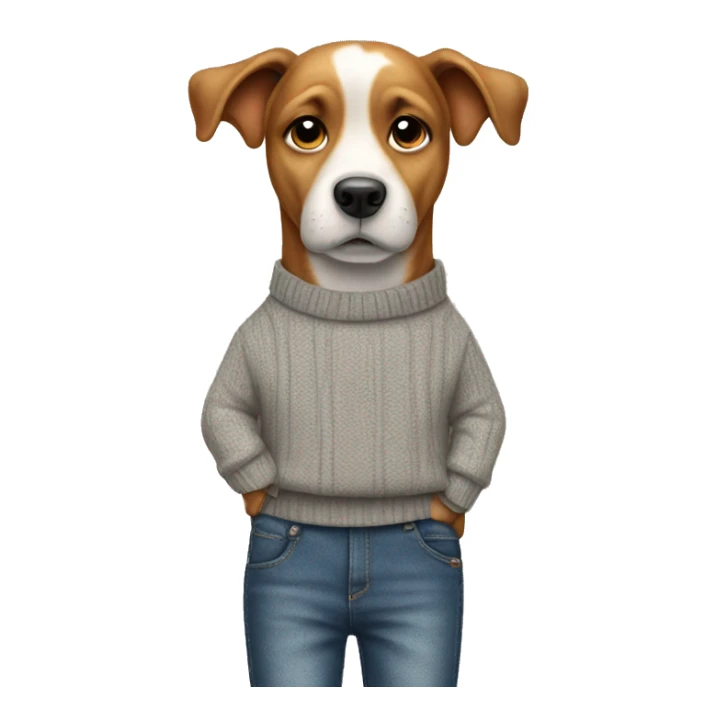 dog wearing jumper and jeans with hands in pockets standing  sticker