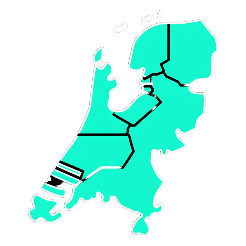 Colorful map of the Netherlands with iconic Dutch symbols sticker