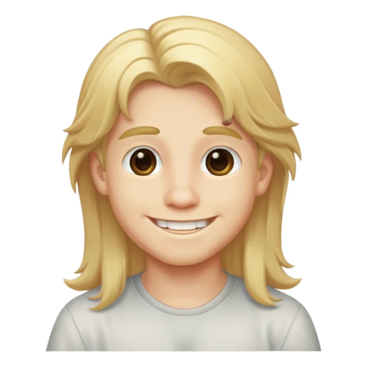 smiling boy with long blonde hair sticker