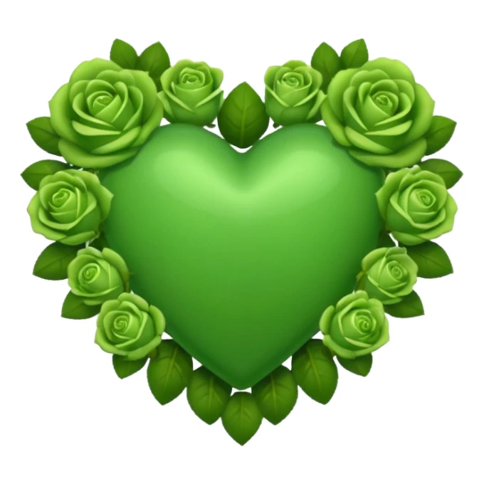 Green Heart with green roses  sticker