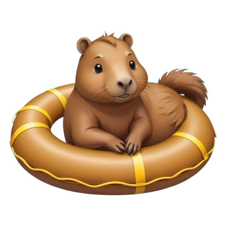 A capybara is lying on a swimming ring in the pool sticker