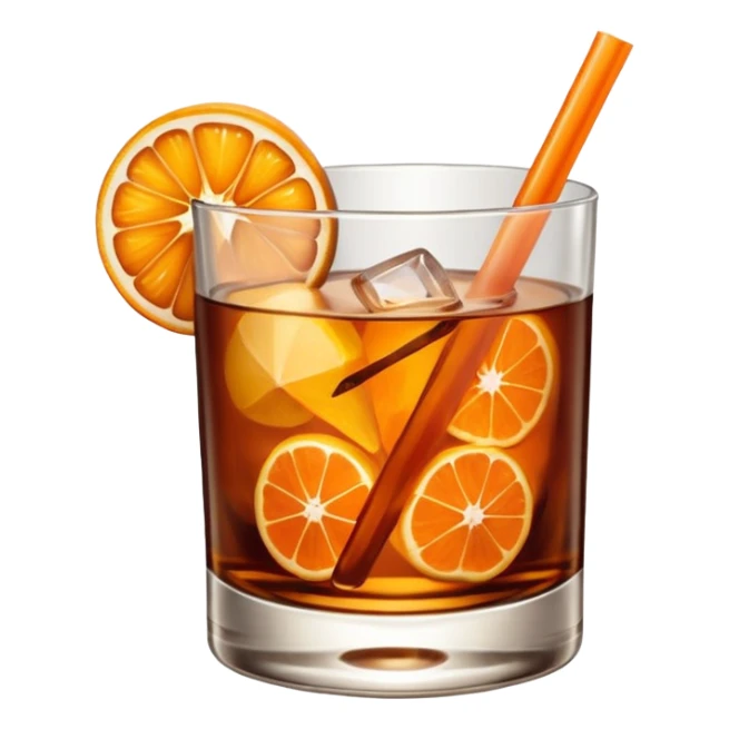 Brandy Old fashioned with orange peel twist sticker