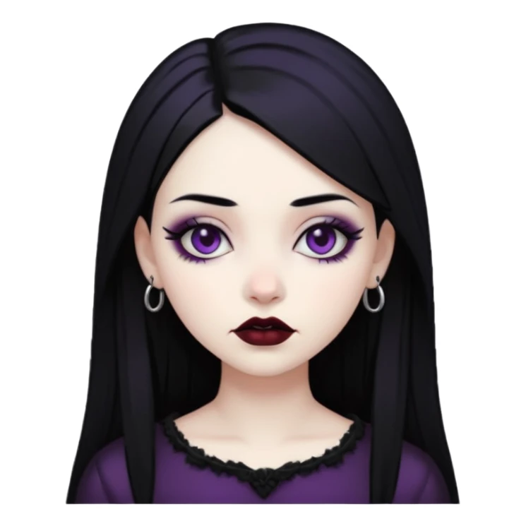 Goth girl black hair sticker