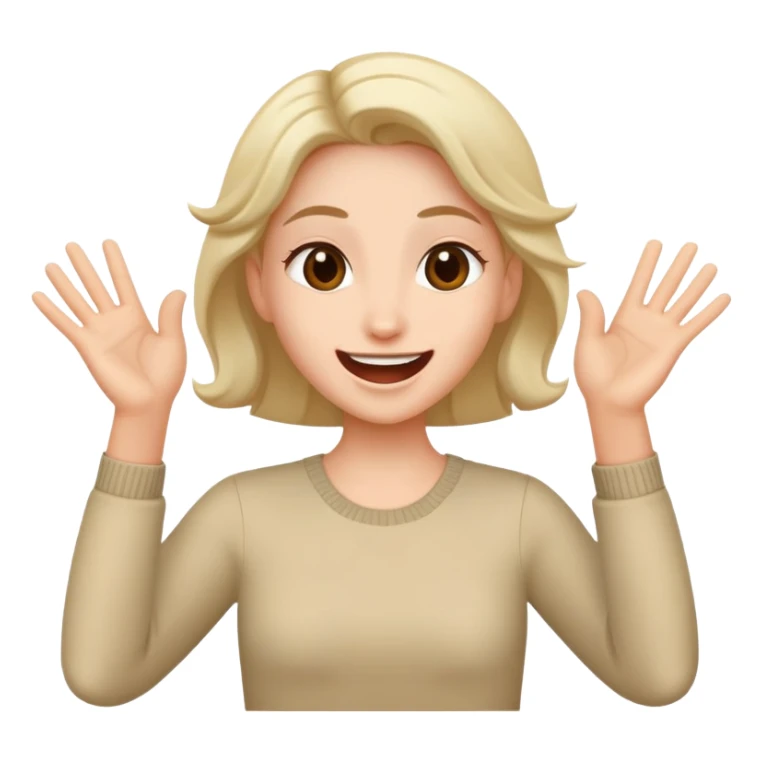 Very excited and happy and with hands like ‘yesss’ sticker