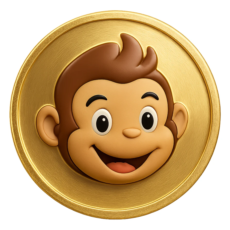 flat gold token with only the mascot's head centered, no body, no phone, no extra details, no shadows, transparent background, gold coin, mascot head in original colors sticker