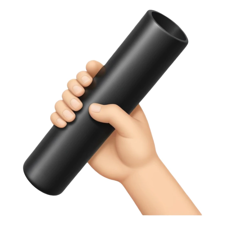 a hand holding a black tube sticker