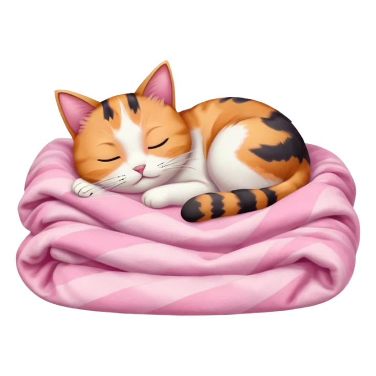 Calico Cat Sleeping Under A Pink Pastel Blanket  sticker